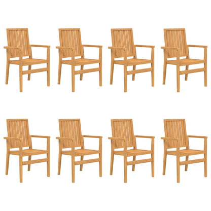 Sedie da Giardino Impilabili 8 pz 56,5x57,5x91 cm Massello Teak