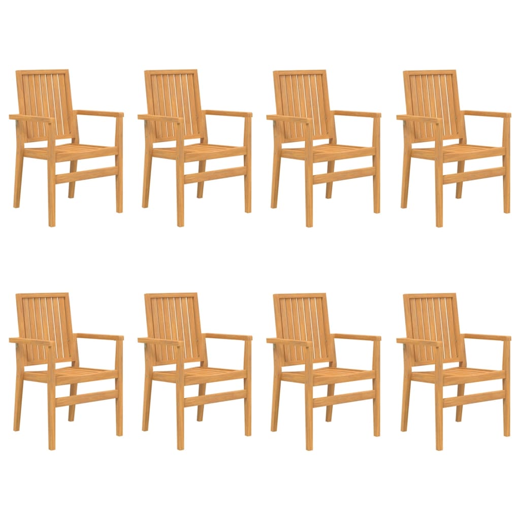 Sedie da Giardino Impilabili 8 pz 56,5x57,5x91 cm Massello Teak - homemem39