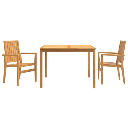 Set da Pranzo per Giardino 3 pz in Legno Massello di Teak | homemem39