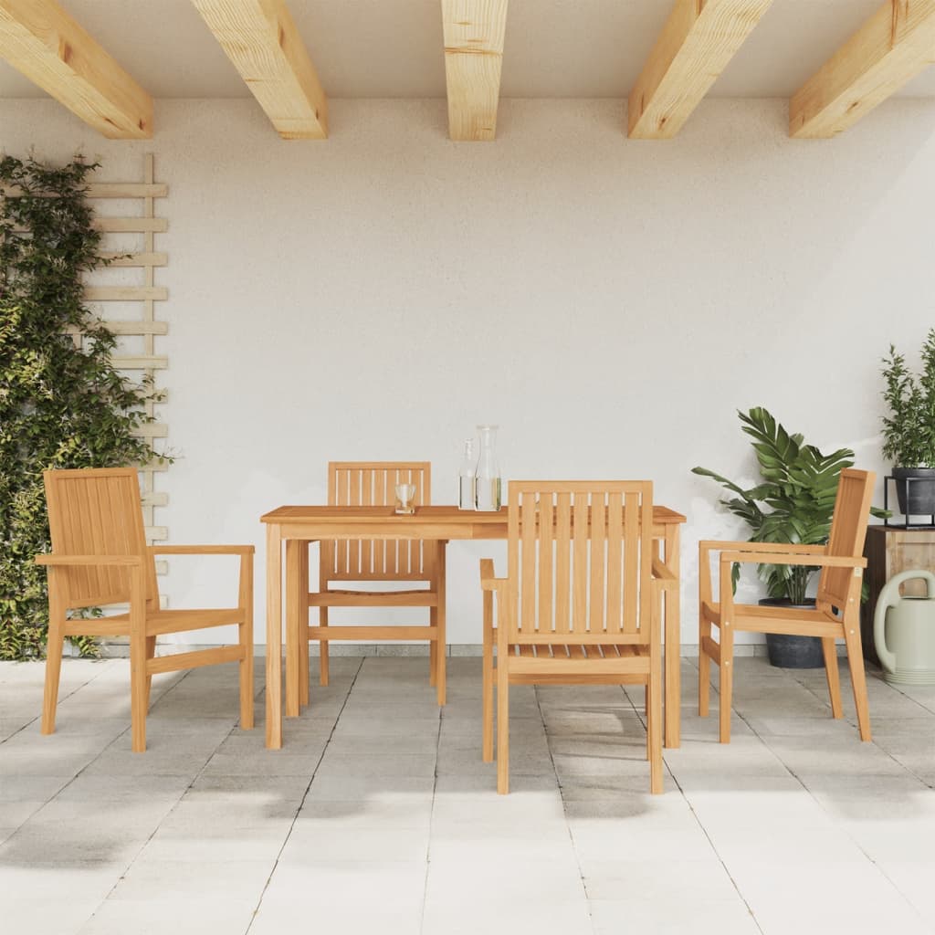 Set da Pranzo per Giardino 5 pz in Legno Massello di Teak | homemem39