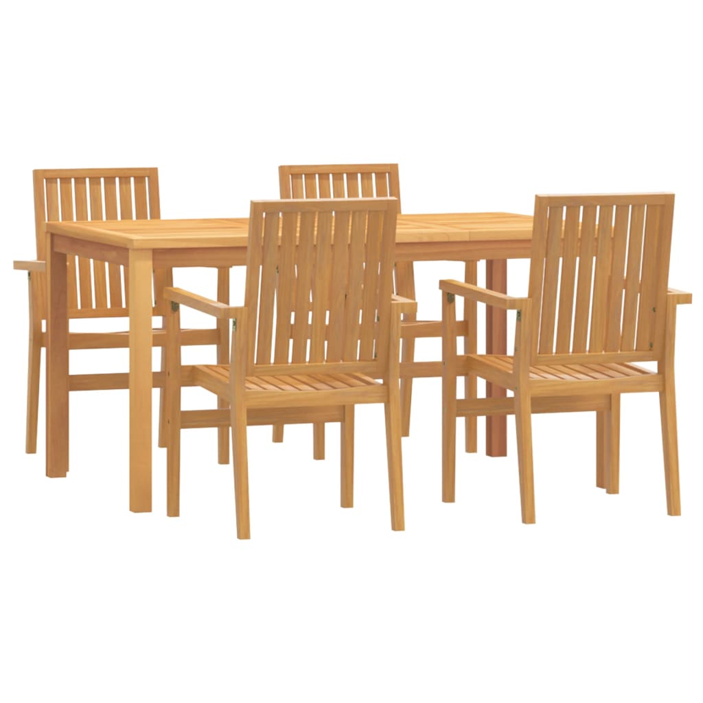 Set da Pranzo per Giardino 5 pz in Legno Massello di Teak - homemem39