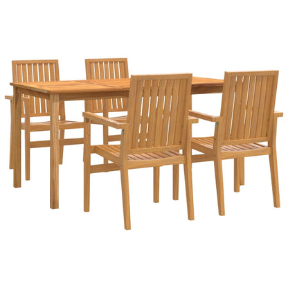 Set da Pranzo per Giardino 5 pz in Legno Massello di Teak