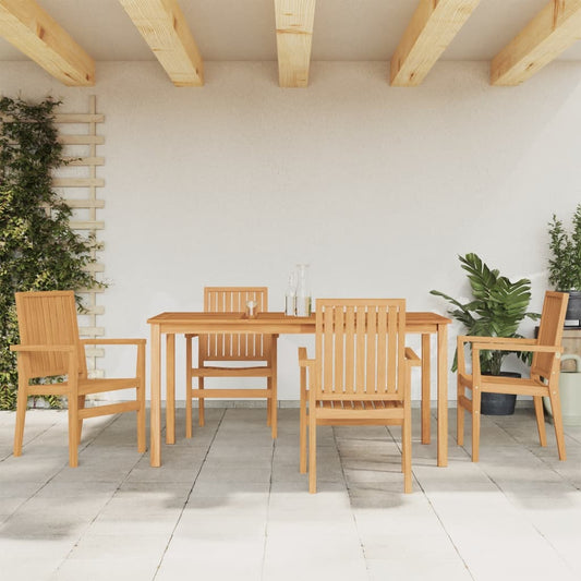 Set da Pranzo per Giardino 5 pz in Legno Massello di Teak