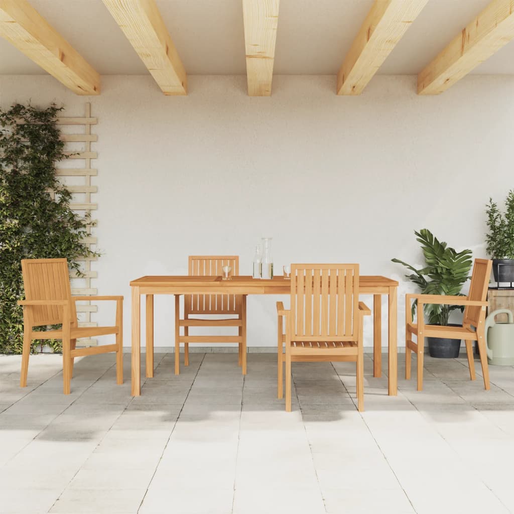 Set da Pranzo per Giardino 5 pz in Legno Massello di Teak | homemem39