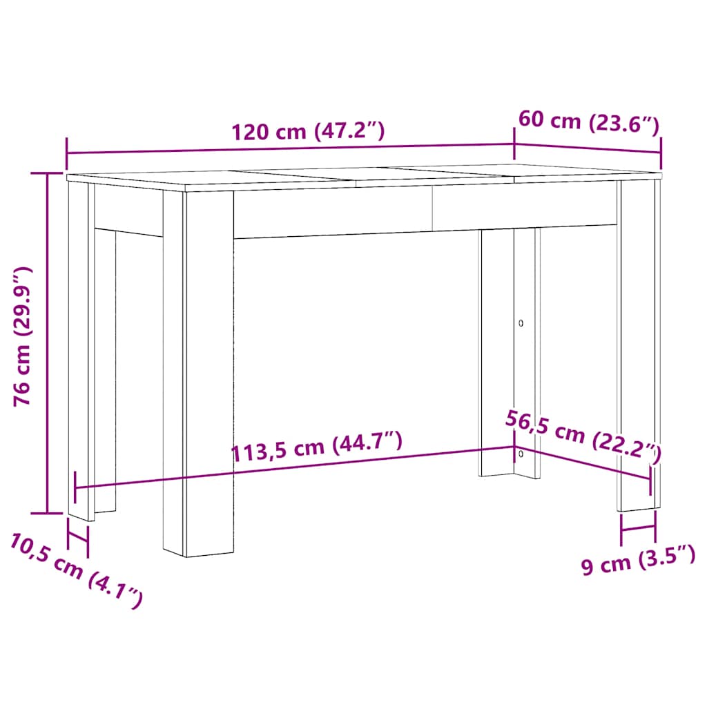 Tavolo da Pranzo Grigio Sonoma 120x60x76 cm Legno Multistrato | homemem39