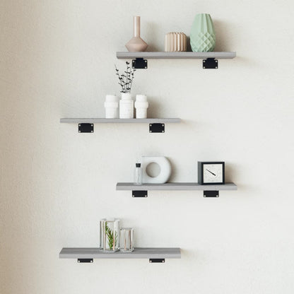 Mensole Parete 4pz Grigio Sonoma 40x10x1,5cm Legno Multistrato | homemem39