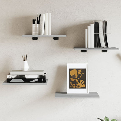 Mensole Parete 4pz Grigio Sonoma 40x30x1,5cm Legno Multistrato | homemem39