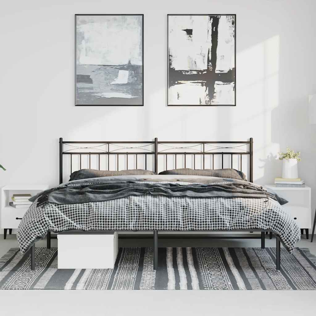 Giroletto con Testiera in Metallo Nero 183x213 cm | homemem39
