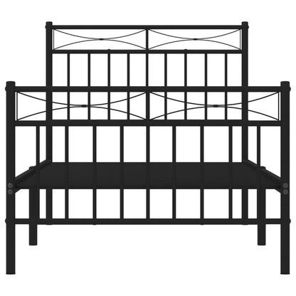 Giroletto con Testiera e Pediera Metallo Nero 90x200 cm