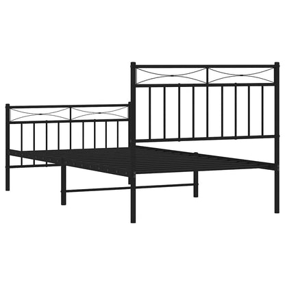 Giroletto con Testiera e Pediera Metallo Nero 100x190 cm | homemem39