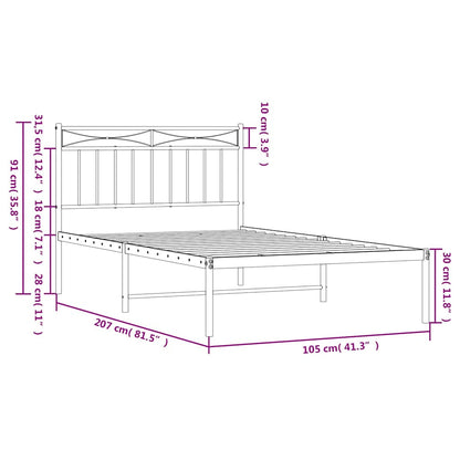 Giroletto con Testiera Metallo Bianco 100x200 cm | homemem39