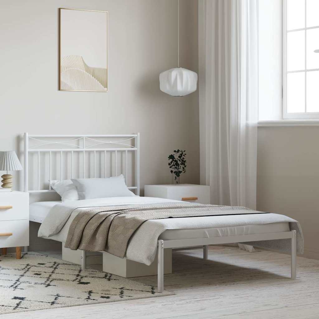 Giroletto con Testiera Metallo Bianco 100x200 cm | homemem39