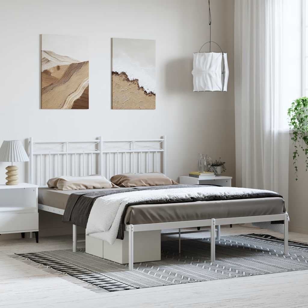 Giroletto con Testiera Metallo Bianco 135x190 cm | homemem39