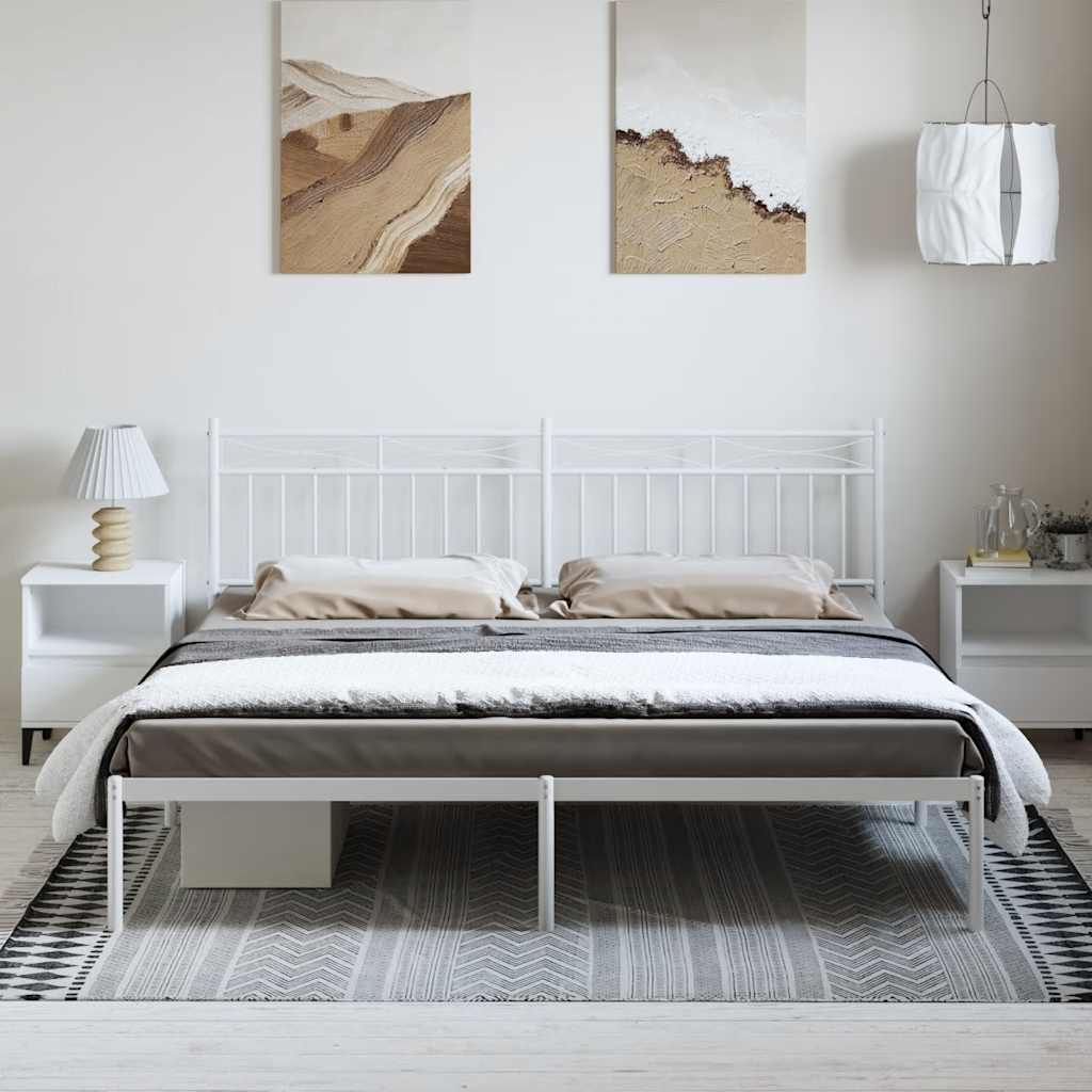 Giroletto con Testiera Metallo Bianco 193x203 cm | homemem39