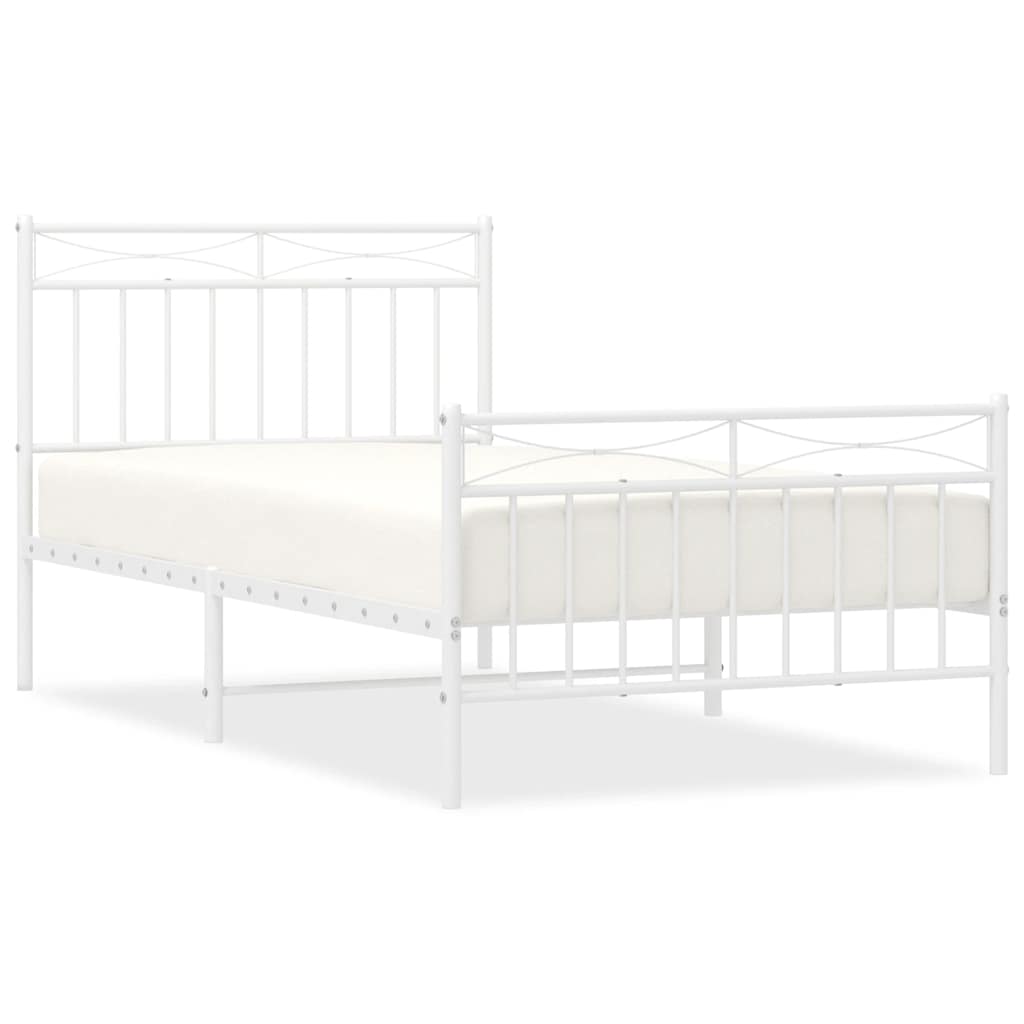 Giroletto con Testiera e Pediera Metallo Bianco 100x190 cm | homemem39