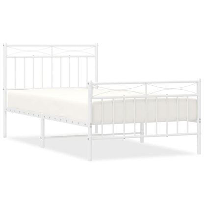 Giroletto con Testiera e Pediera Metallo Bianco 100x190 cm | homemem39