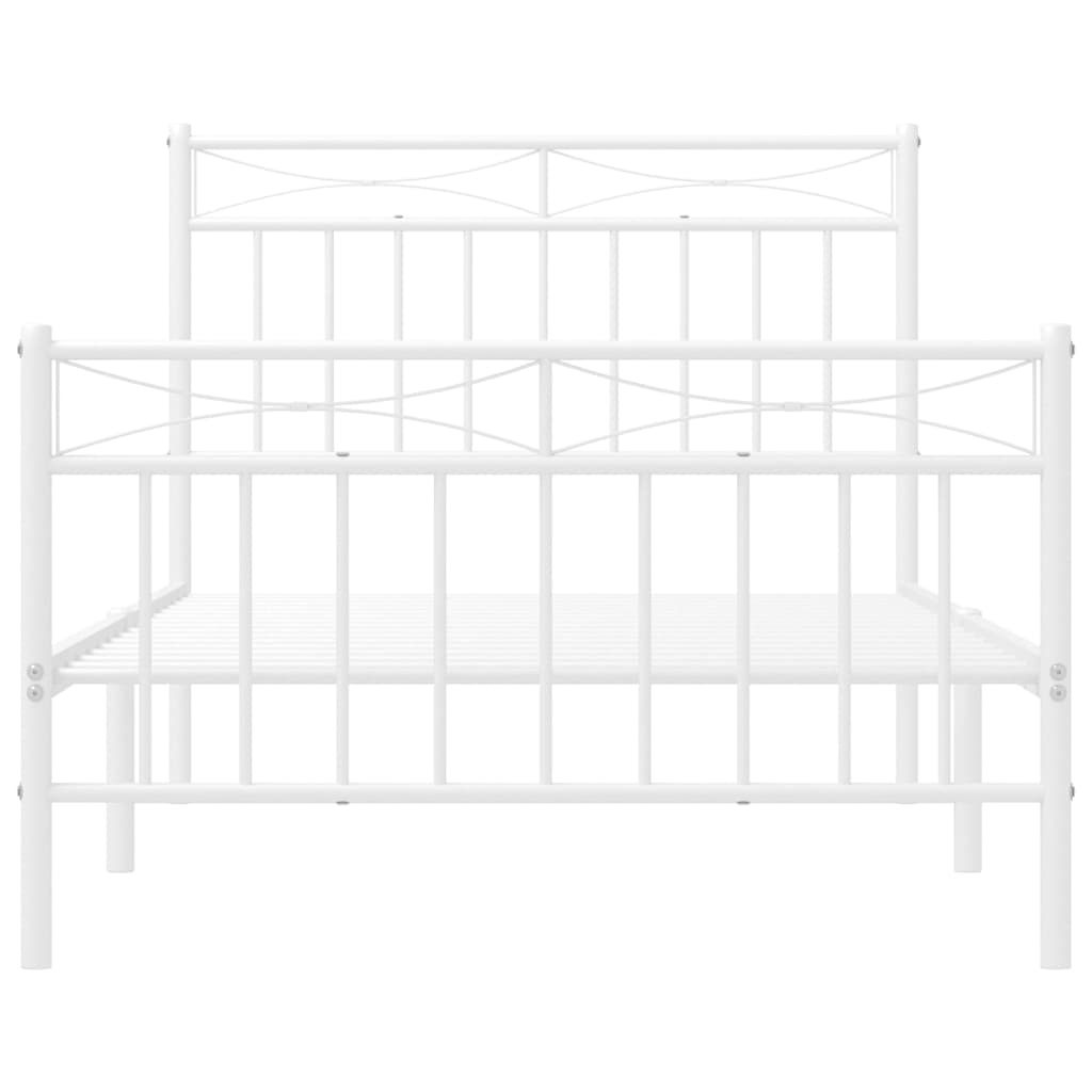 Giroletto con Testiera e Pediera Metallo Bianco 100x190 cm | homemem39