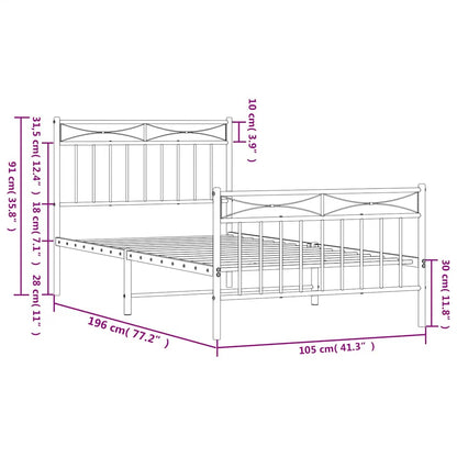 Giroletto con Testiera e Pediera Metallo Bianco 100x190 cm | homemem39