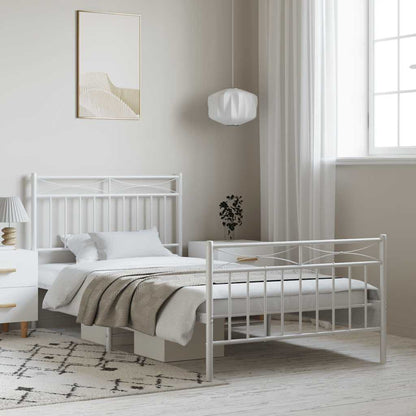 Giroletto con Testiera e Pediera Metallo Bianco 100x190 cm | homemem39