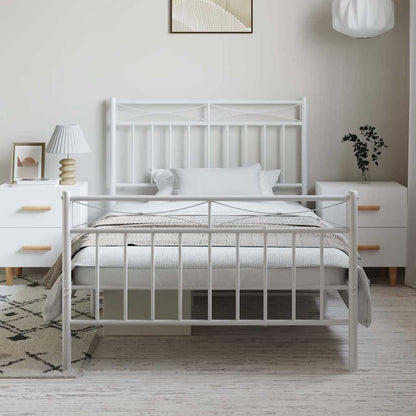Giroletto con Testiera e Pediera Metallo Bianco 100x200 cm