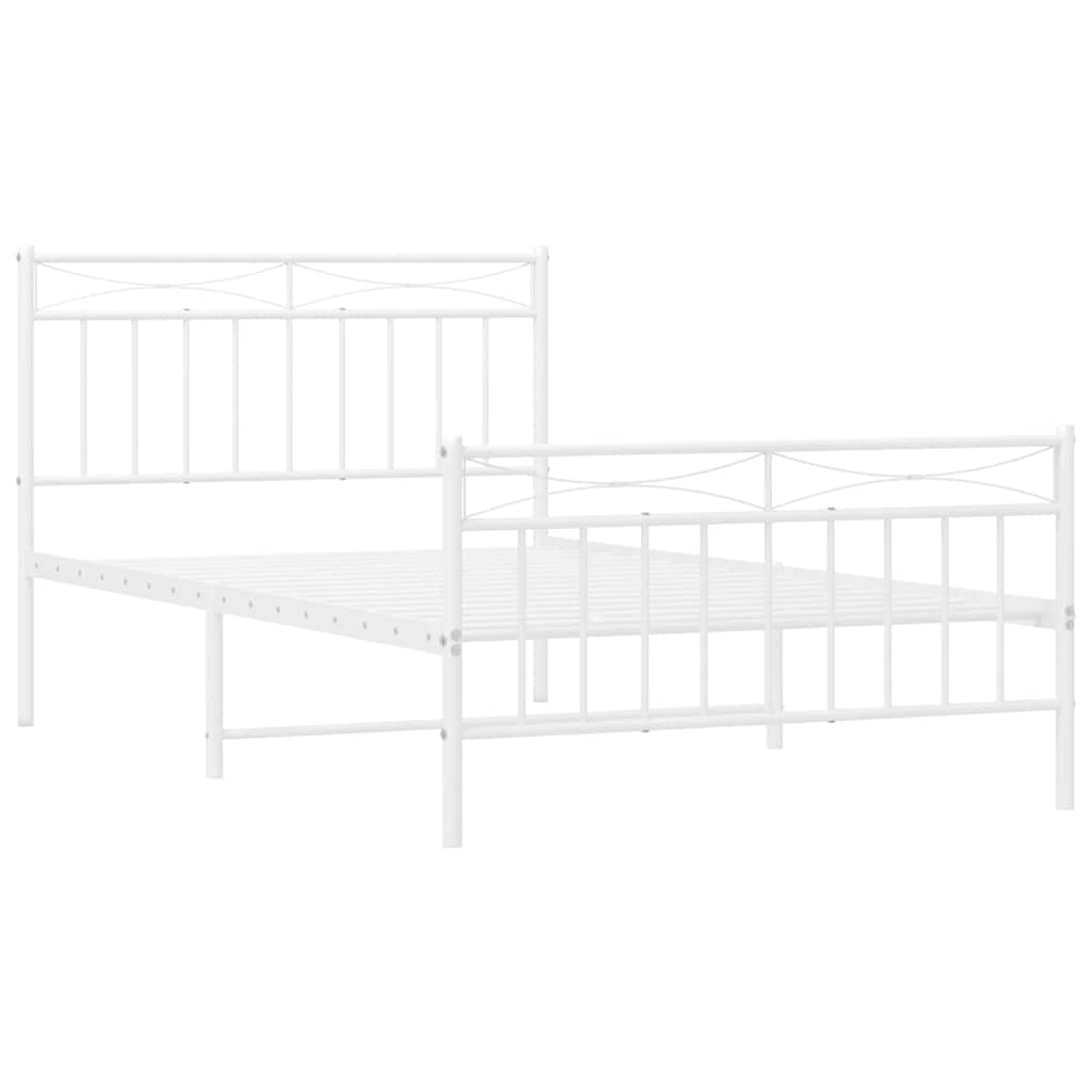 Giroletto con Testiera e Pediera Metallo Bianco 100x200 cm | homemem39