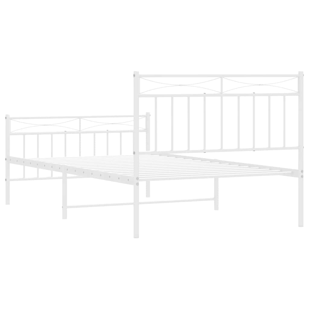 Giroletto con Testiera e Pediera Metallo Bianco 100x200 cm | homemem39