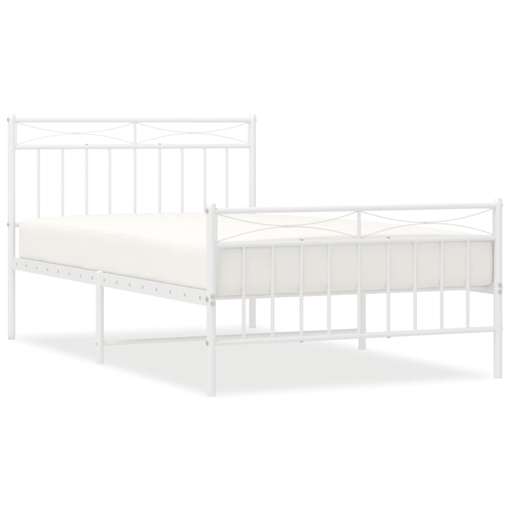 Giroletto con Testiera e Pediera Metallo Bianco 107x203 cm | homemem39
