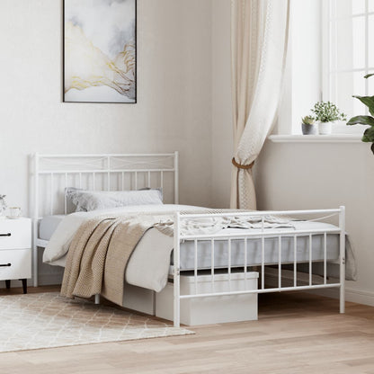 Giroletto con Testiera e Pediera Metallo Bianco 107x203 cm | homemem39