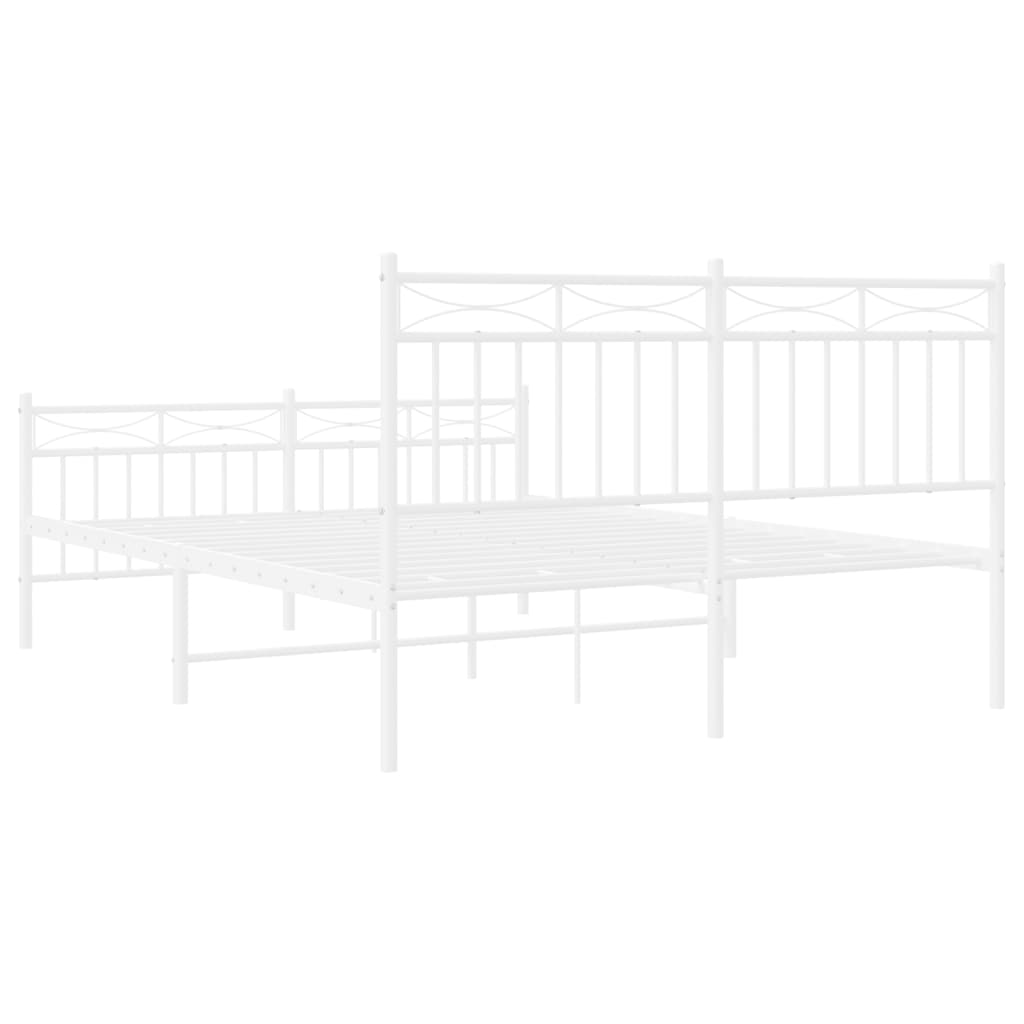 Giroletto con Testiera e Pediera Metallo Bianco 140x190 cm | homemem39