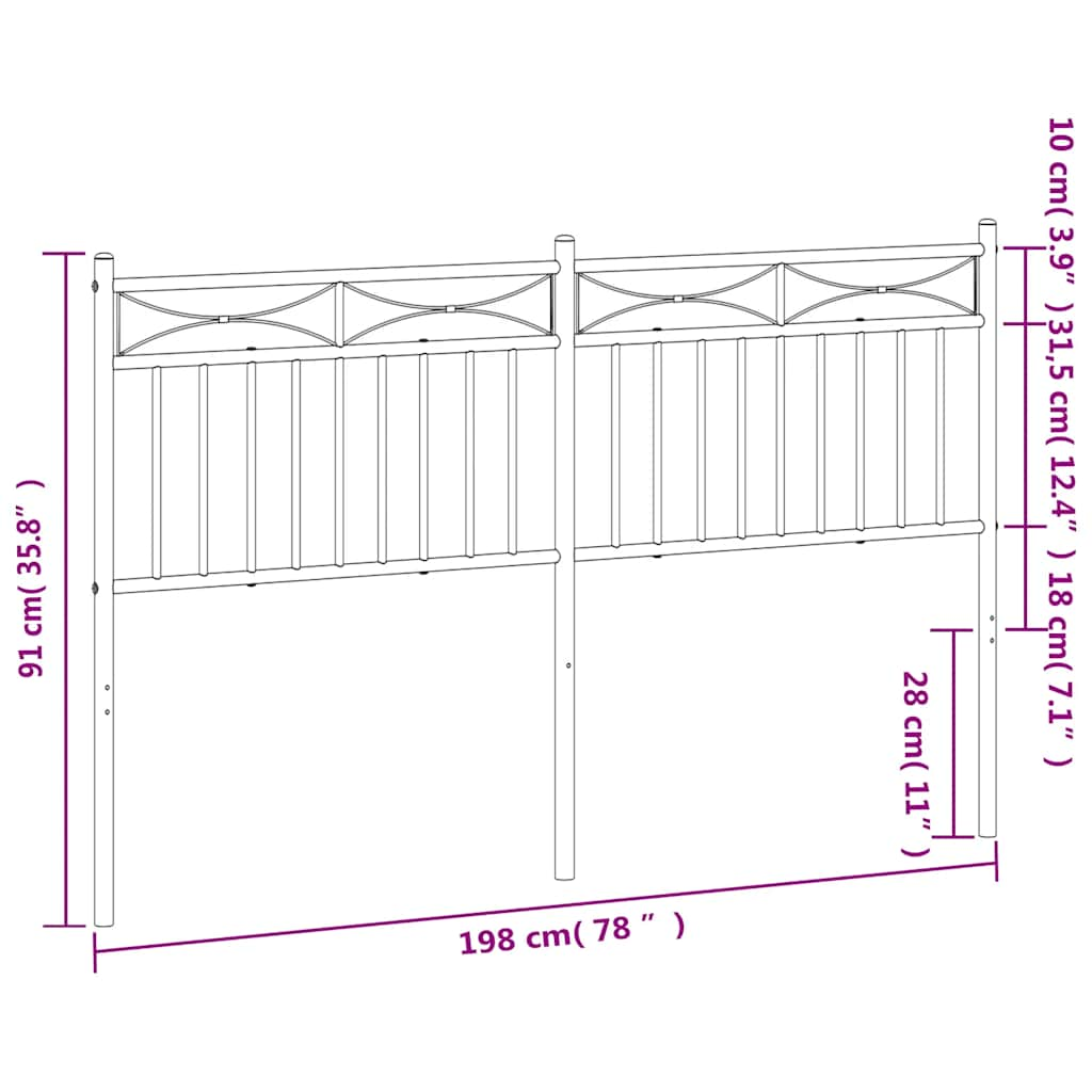 Testiera in Metallo Bianco 193 cm - homemem39