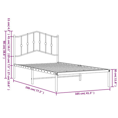 Giroletto con Testiera in Metallo Nero 100x190 cm | homemem39