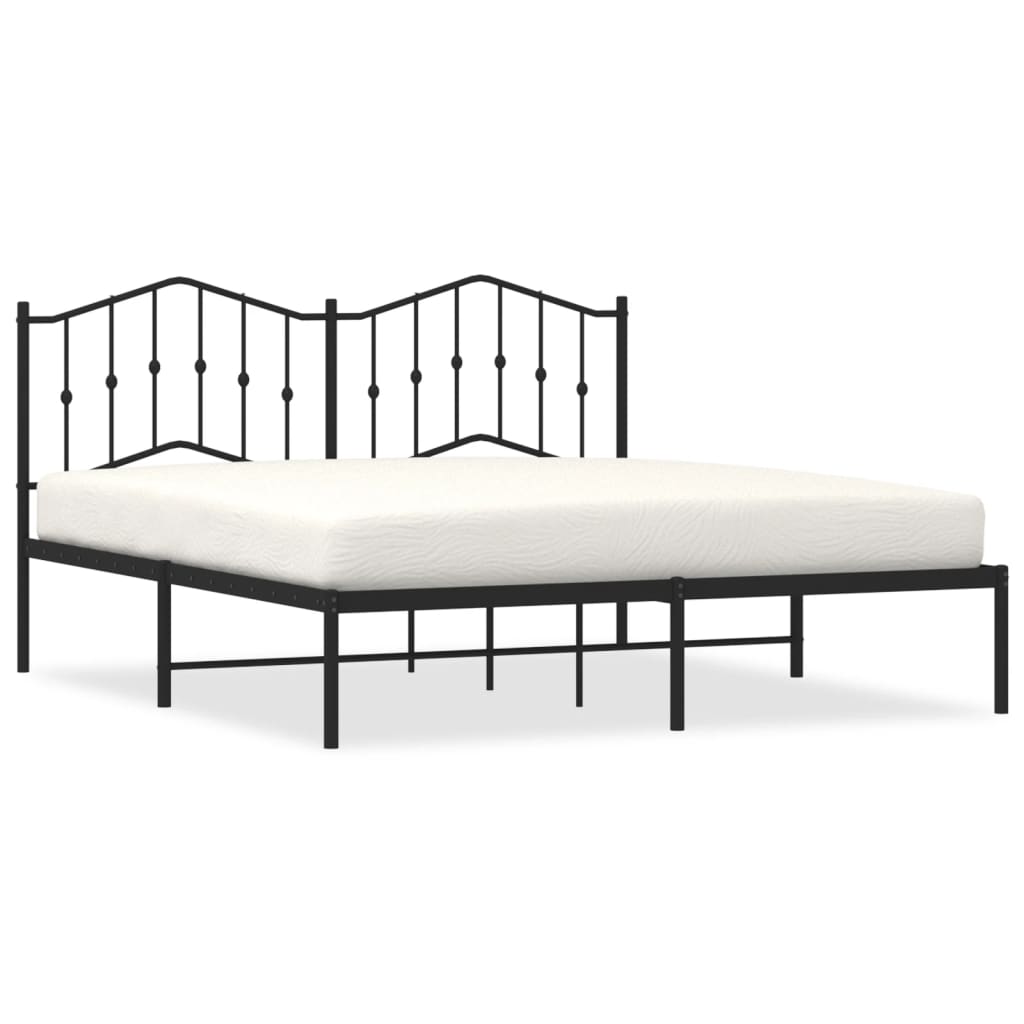 Giroletto con Testiera in Metallo Nero 160x200 cm | homemem39