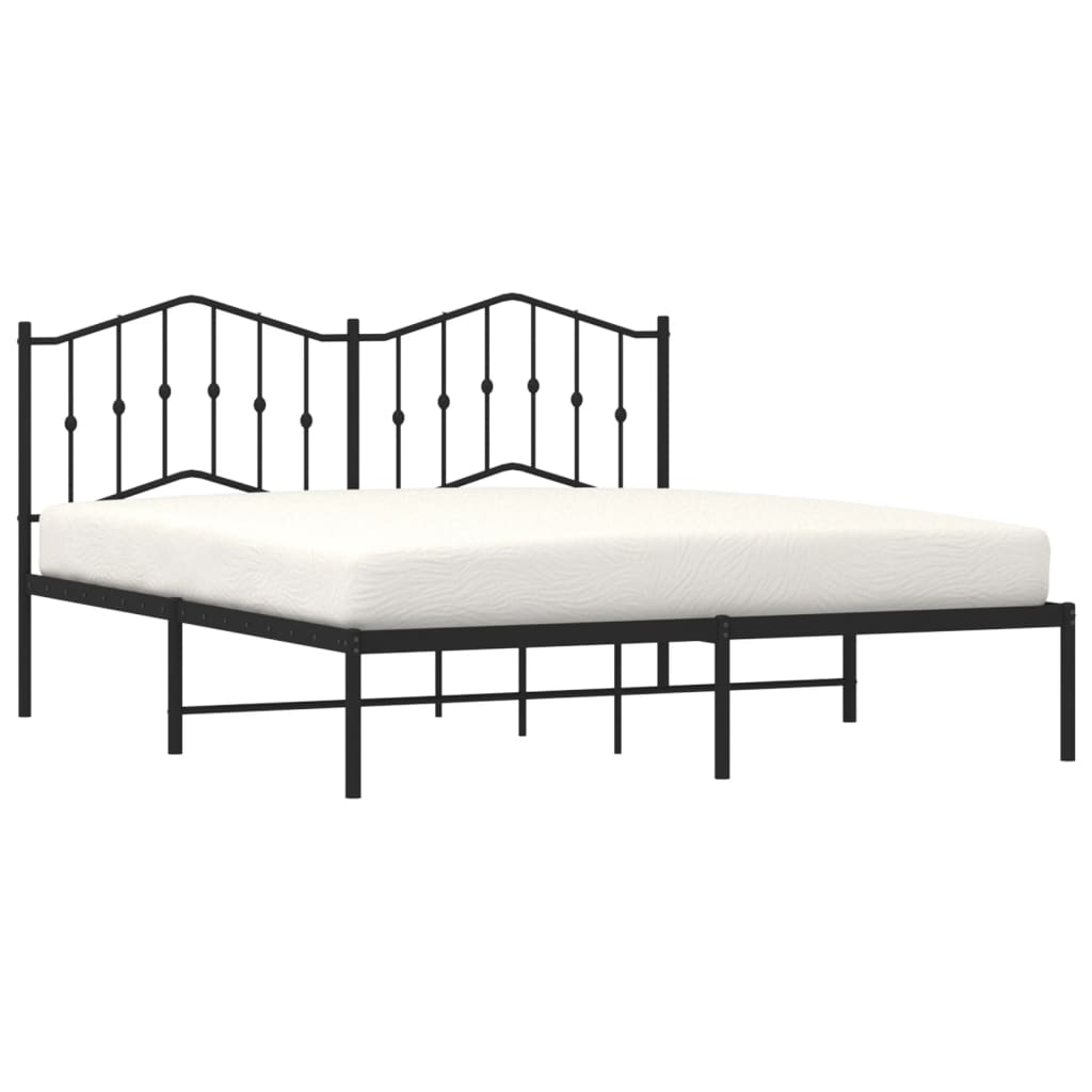 Giroletto con Testiera in Metallo Nero 180x200 cm | homemem39