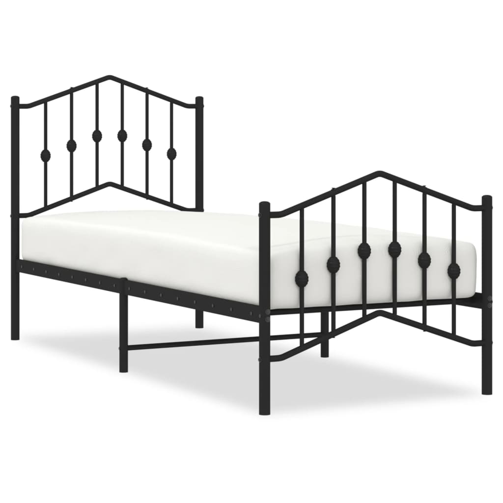 Giroletto con Testiera e Pediera Metallo Nero 75x190 cm | homemem39