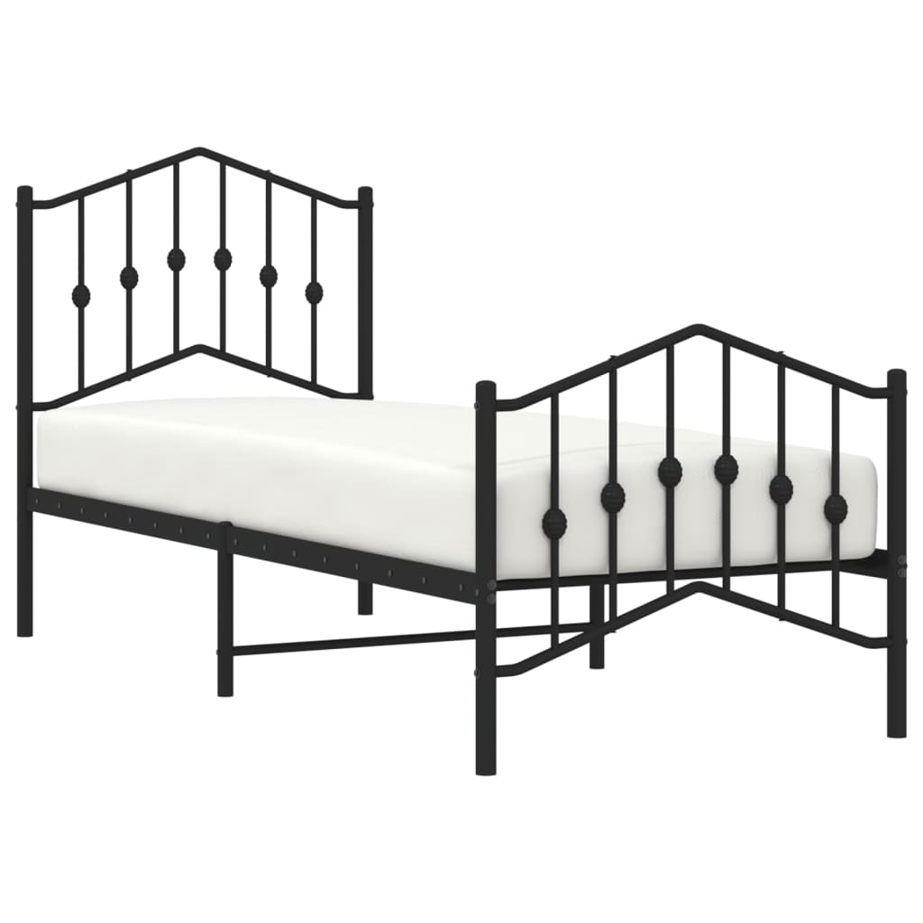 Giroletto con Testiera e Pediera Metallo Nero 75x190 cm | homemem39