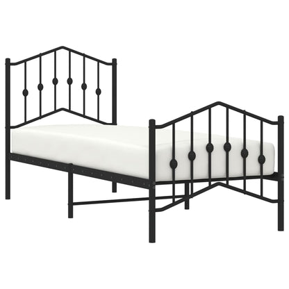 Giroletto con Testiera e Pediera Metallo Nero 75x190 cm | homemem39