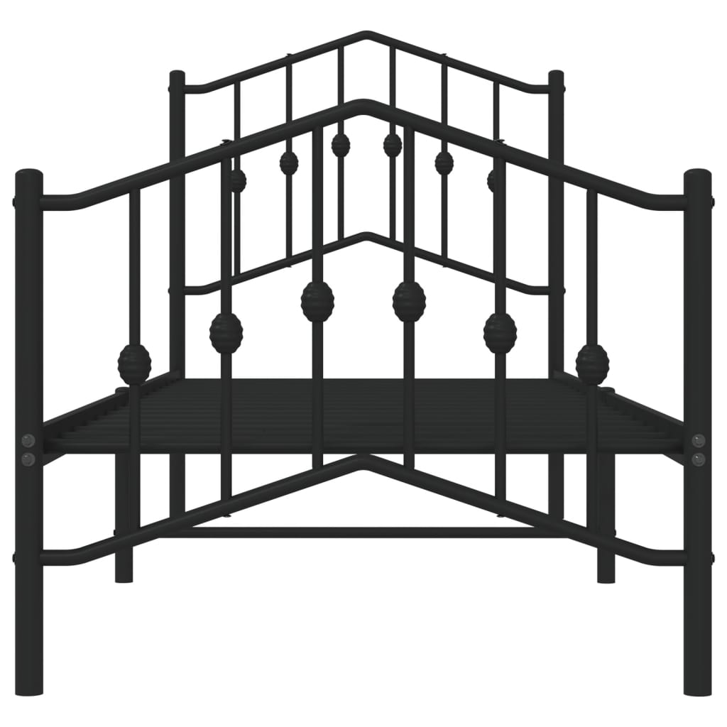 Giroletto con Testiera e Pediera Metallo Nero 75x190 cm | homemem39