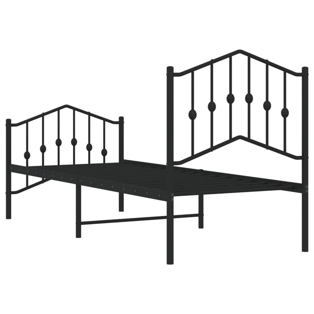 Giroletto con Testiera e Pediera Metallo Nero 75x190 cm | homemem39