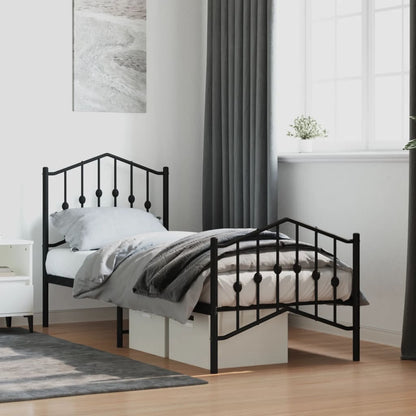 Giroletto con Testiera e Pediera Metallo Nero 75x190 cm | homemem39