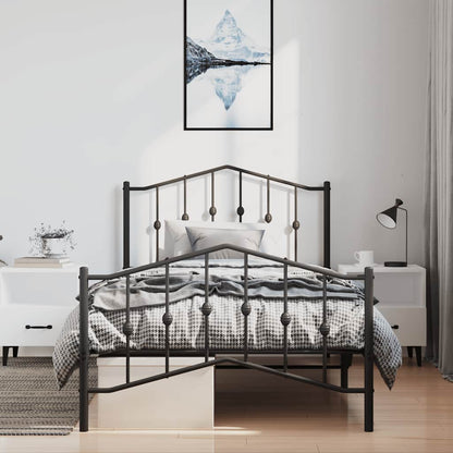 Giroletto con Testiera e Pediera Metallo Nero 100x200 cm | homemem39