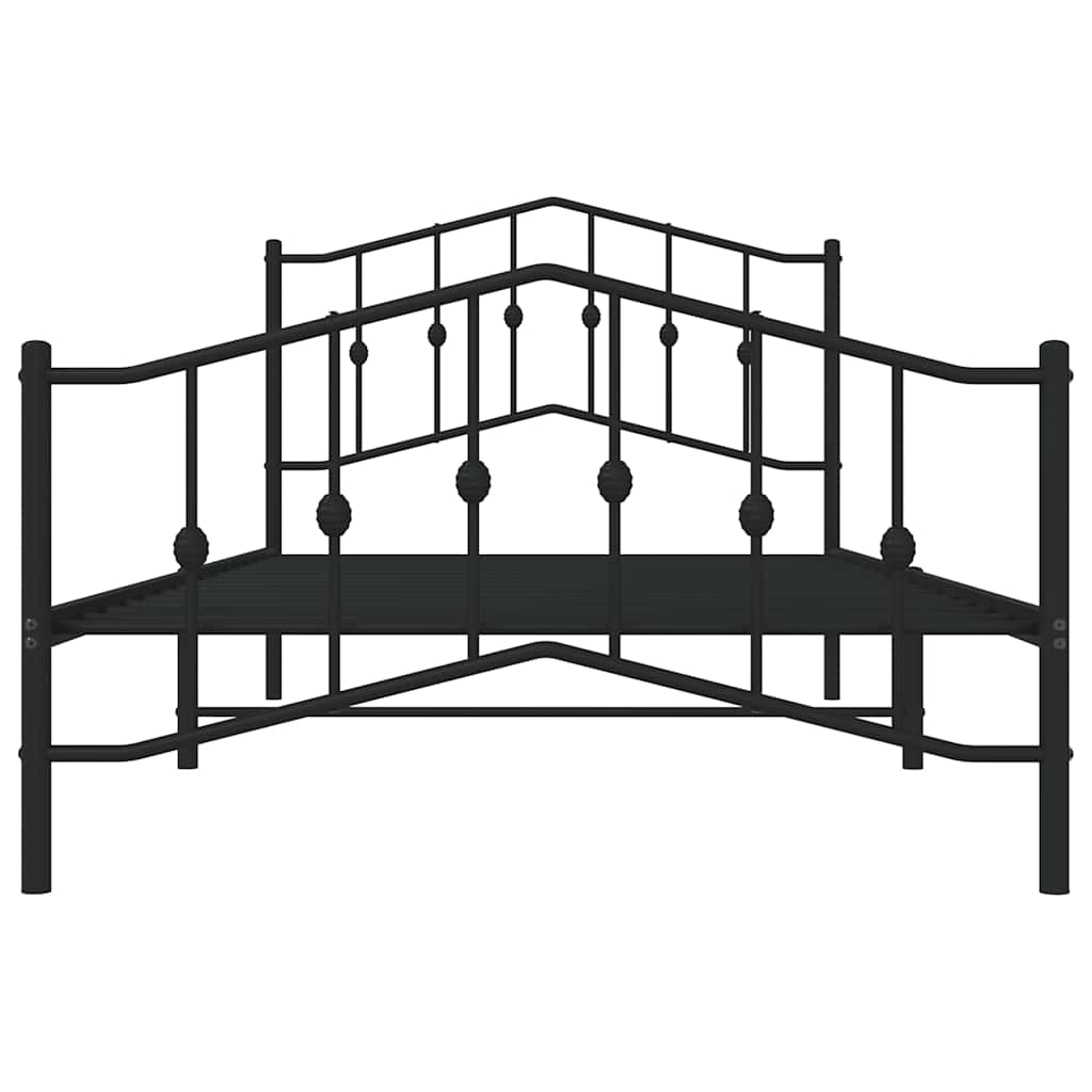 Giroletto con Testiera e Pediera Metallo Nero 100x200 cm | homemem39