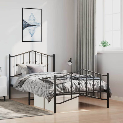 Giroletto con Testiera e Pediera Metallo Nero 100x200 cm | homemem39