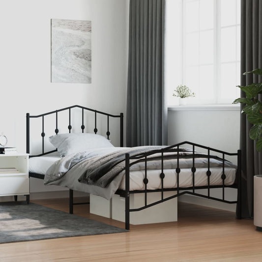 Giroletto con Testiera e Pediera Metallo Nero 107x203 cm | homemem39