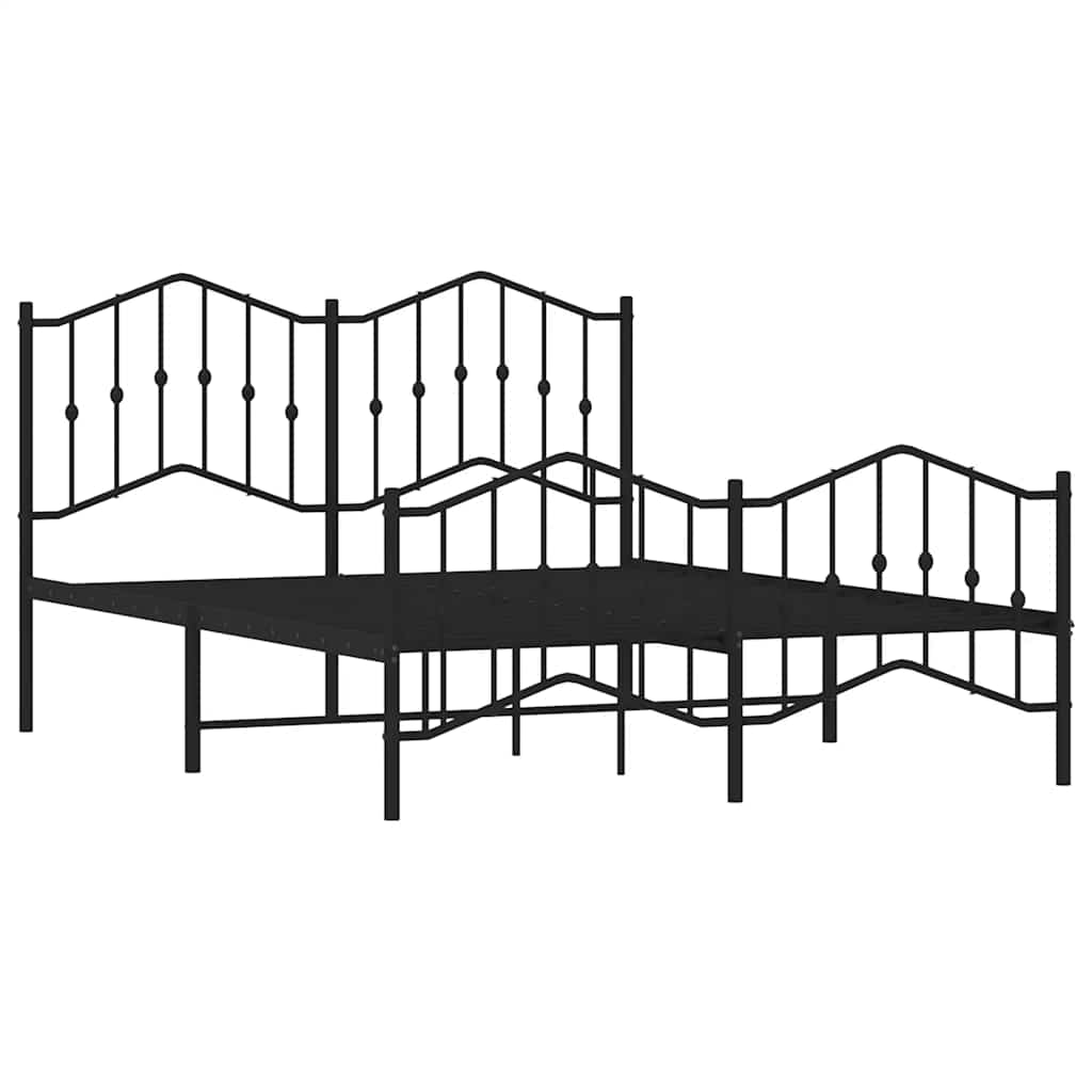 Giroletto con Testiera e Pediera Metallo Nero 135x190 cm | homemem39