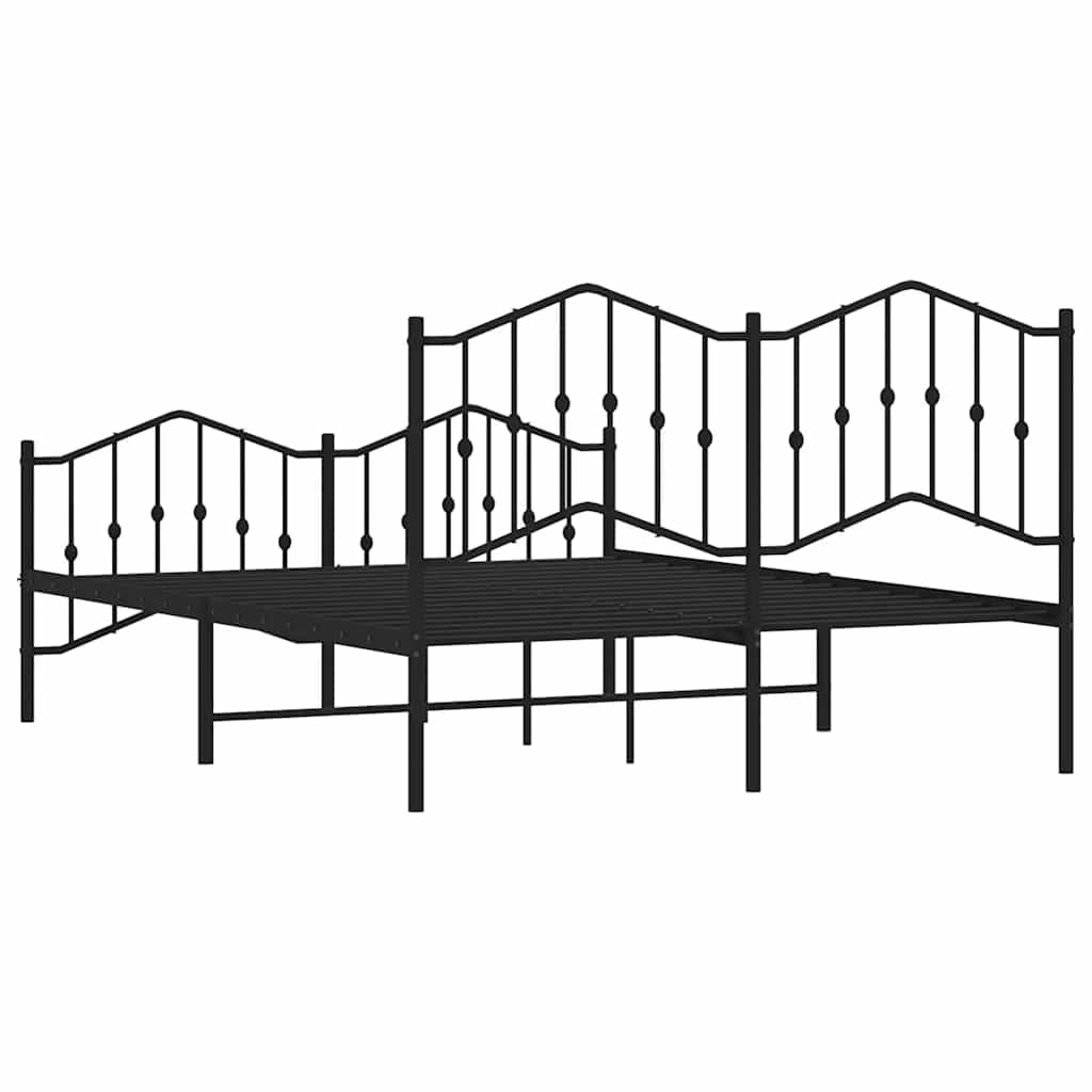 Giroletto con Testiera e Pediera Metallo Nero 135x190 cm | homemem39