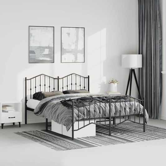 Giroletto con Testiera e Pediera Metallo Nero 135x190 cm | homemem39