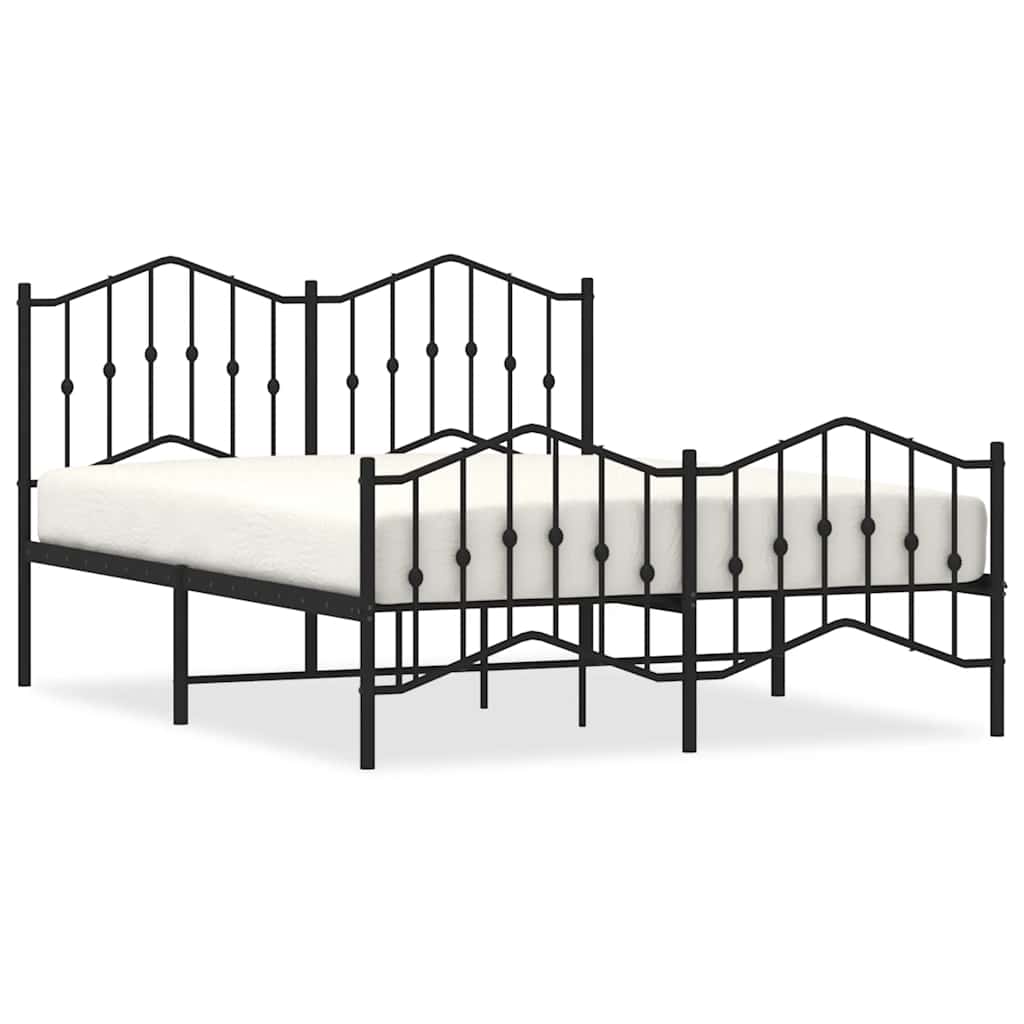 Giroletto con Testiera e Pediera Metallo Nero 150x200 cm | homemem39