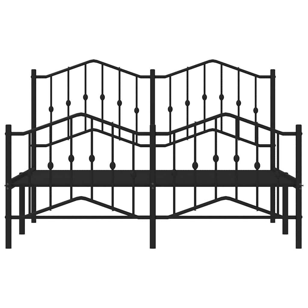 Giroletto con Testiera e Pediera Metallo Nero 150x200 cm | homemem39