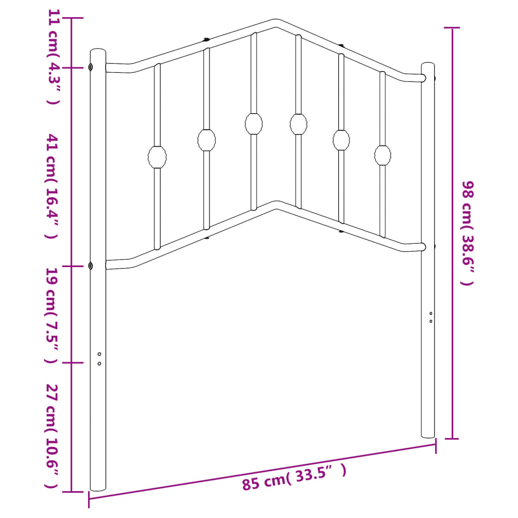 Testiera in Metallo Nero 80 cm - homemem39