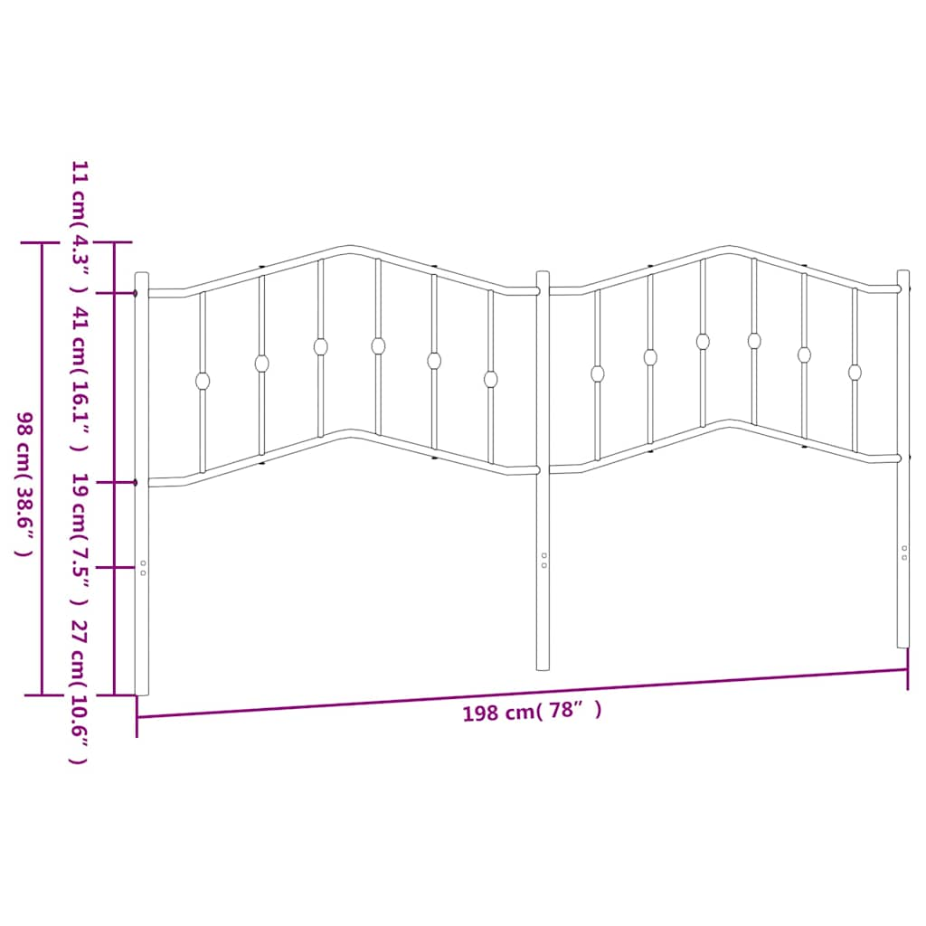 Testiera in Metallo Nero 193 cm - homemem39